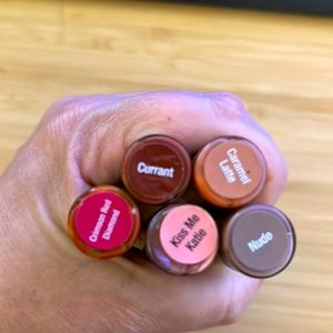 LipSense Nude, Kiss Me Katie, Caramel Latte, Currant & Crimson Red Diamond